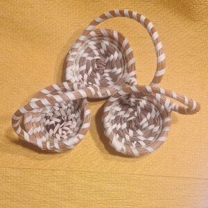 Handcrafted Woven Basket Set - Colored Pine Straw And Palmetto